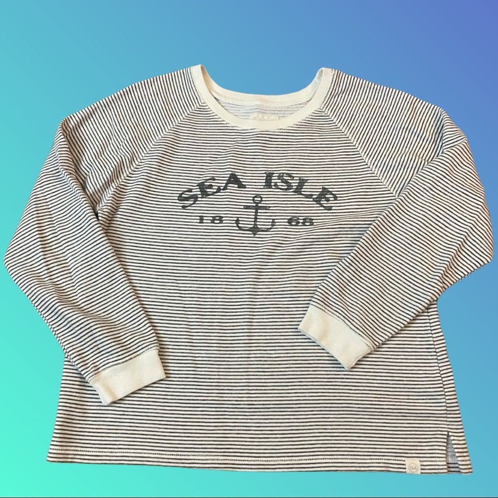 Sea Isle 1968 Grey Knit Top W/ Stripes